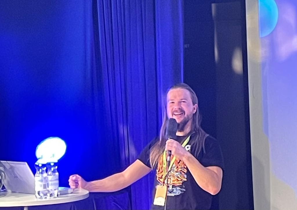 Antti Martikainen speaking at an event